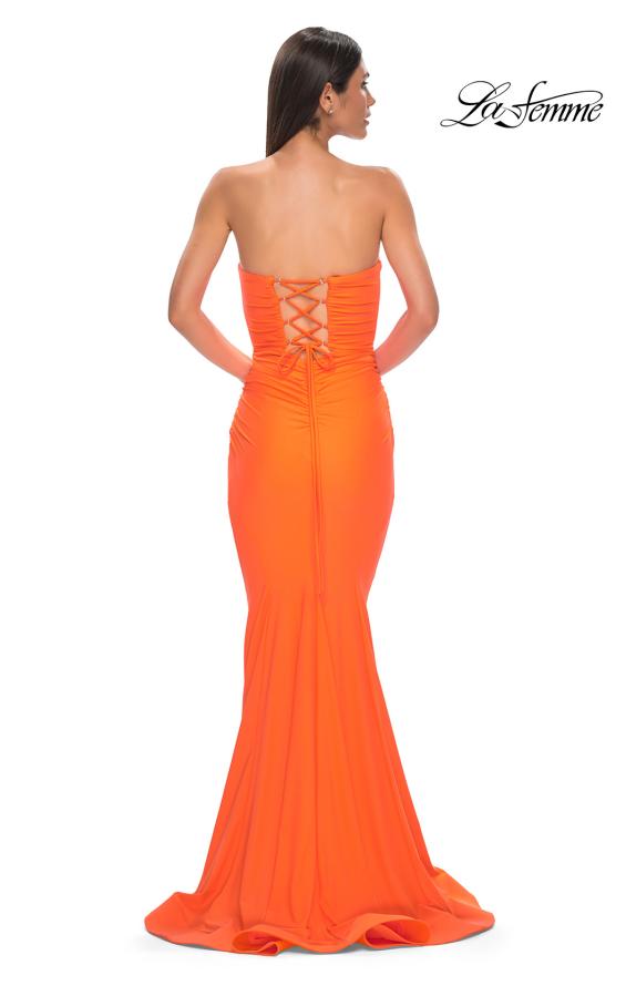 Picture of: Simple Jersey Mermaid Prom Dress with Sweetheart Neckline in Bright Orange, Style 32872, Detail Picture 8