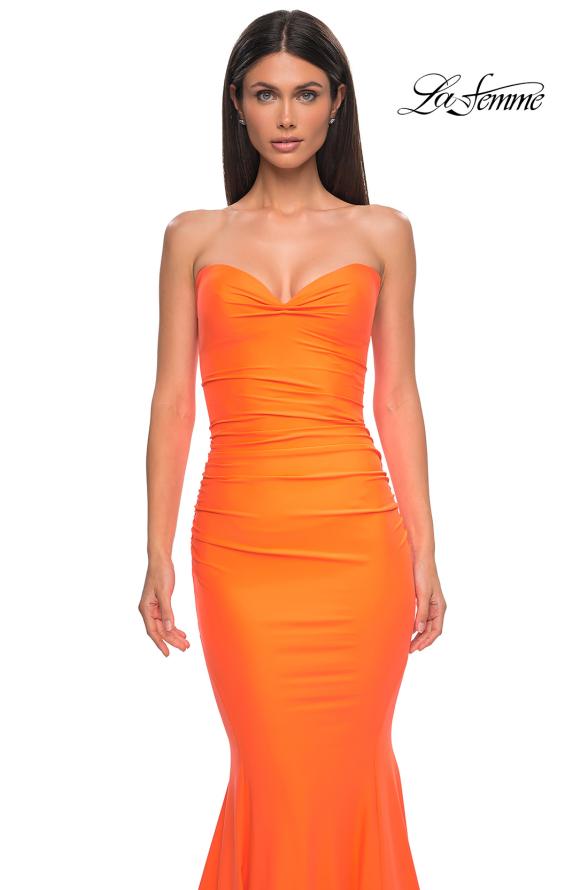 Picture of: Simple Jersey Mermaid Prom Dress with Sweetheart Neckline in Bright Orange, Style 32872, Detail Picture 19