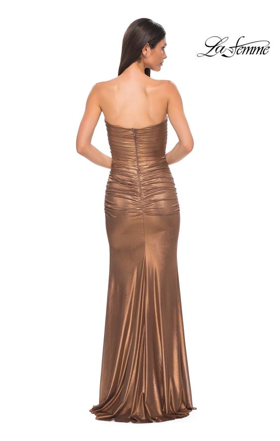 Picture of: Pearl and Rhinestone Detail Corset Top with Metallic Skirt Dress in Bronze , Style 33007, Detail Picture 10