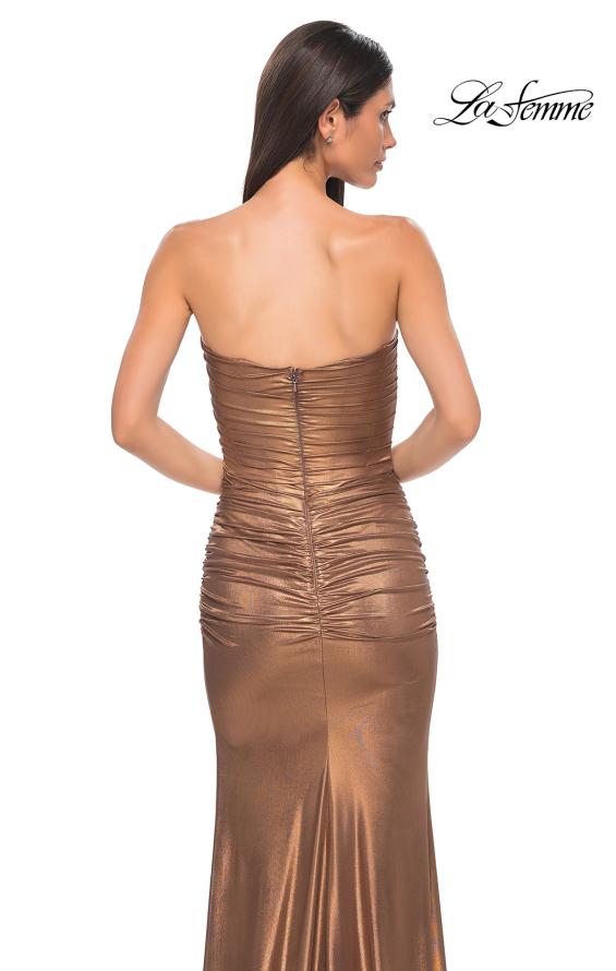 Picture of: Pearl and Rhinestone Detail Corset Top with Metallic Skirt Dress in Bronze , Style 33007, Detail Picture 16