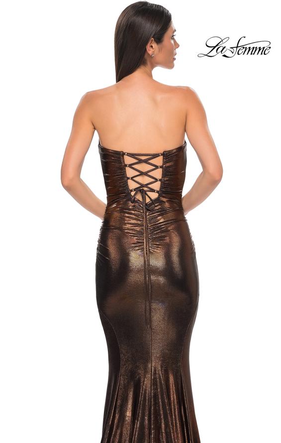 Picture of: Mermaid Metallic Prom Dress with Sweetheart Strapless Top in Bronze , Style 32995, Detail Picture 18