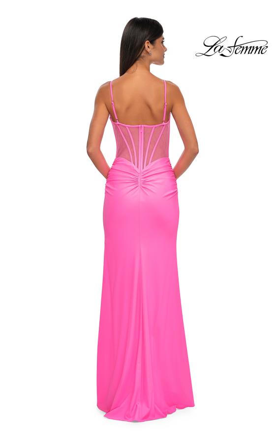 Picture of: Prom Dress with Corset Top and Sheer Illusion Back in Bubblegum Pink, Style: 32962, Detail Picture 8