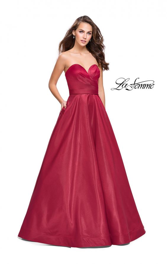 Picture of: Strapless Ball Gown with Wrapped Bodice and Pockets in Burgundy, Style: 25953, Main Picture