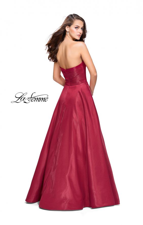 Picture of: Strapless Ball Gown with Wrapped Bodice and Pockets in Burgundy, Style: 25953, Back Picture
