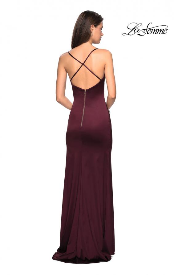 Picture of: Form Fitting Satin Prom Dress with Ruching in Burgundy, Style: 27782, Detail Picture 3