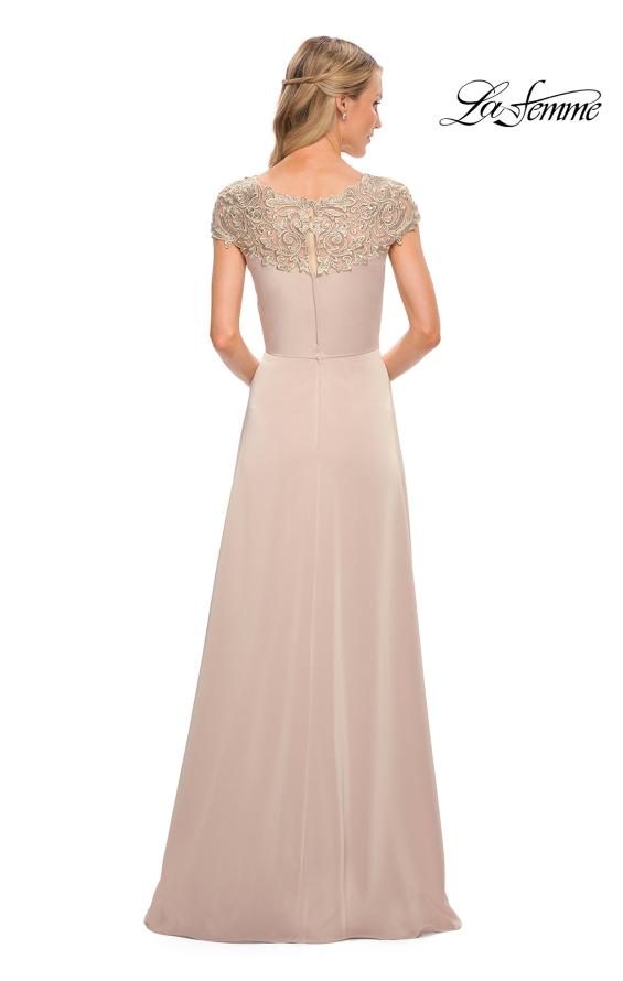 Picture of: Jersey Gown with Full Skirt and Lace Detail Top, Style: 29511, Detail Picture 4