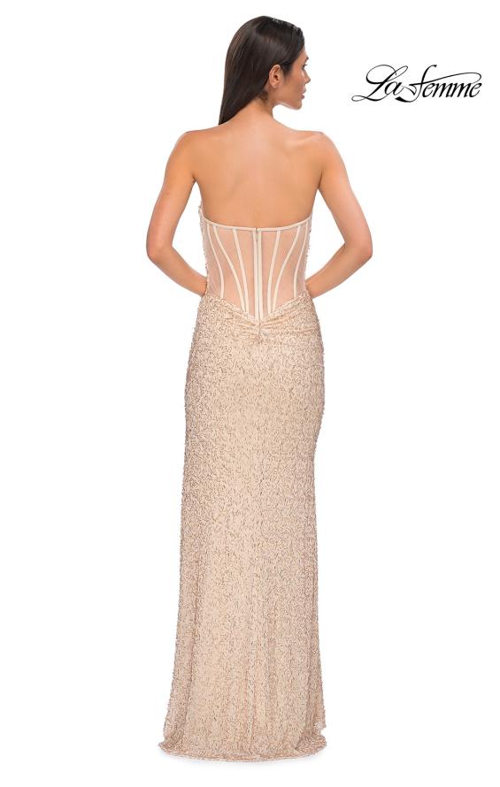 Picture of: Beaded Strapless Evening Dress with Sheer Back in Champagne , Style 32794, Detail Picture 6