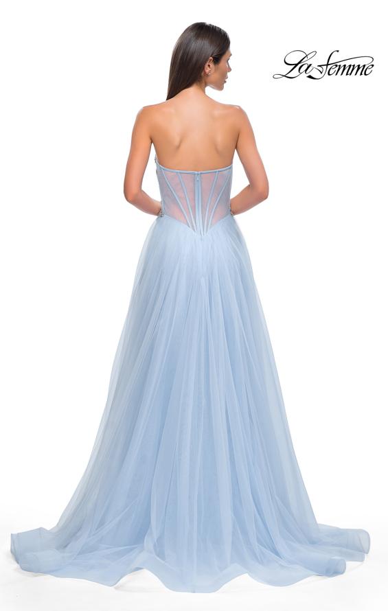 Picture of: Tulle A-line Prom Dress with Beautiful Rhinestone Side Detail in Cloud Blue, Style 32767, Detail Picture 14