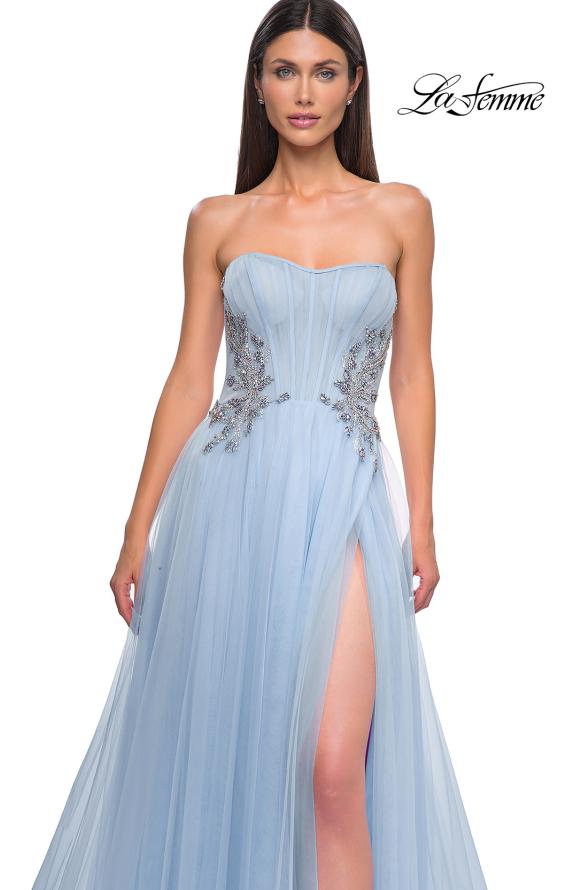 Picture of: Tulle A-line Prom Dress with Beautiful Rhinestone Side Detail in Cloud Blue, Style 32767, Detail Picture 21