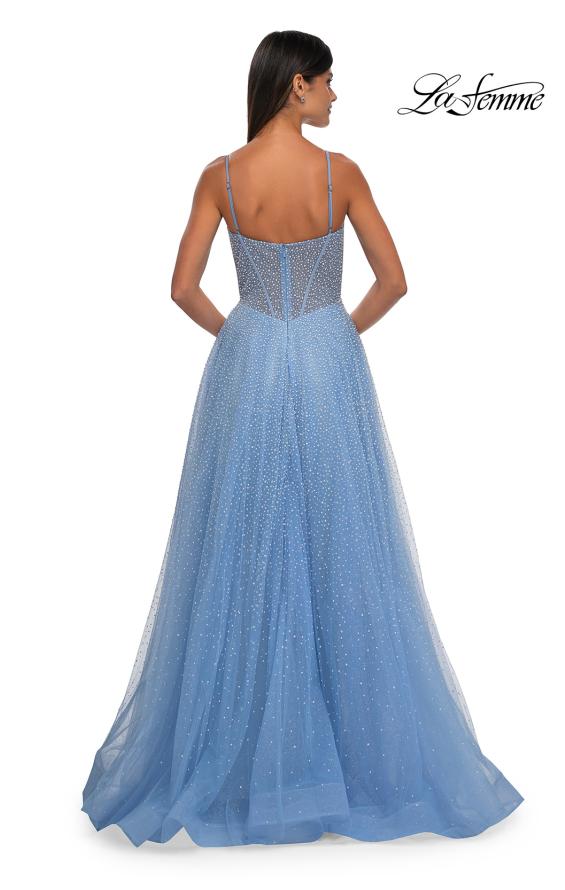 Picture of: Cute A-line Prom Dress with Pearl and Rhinestone Tulle in Cloud Blue, Style: 32644, Detail Picture 4