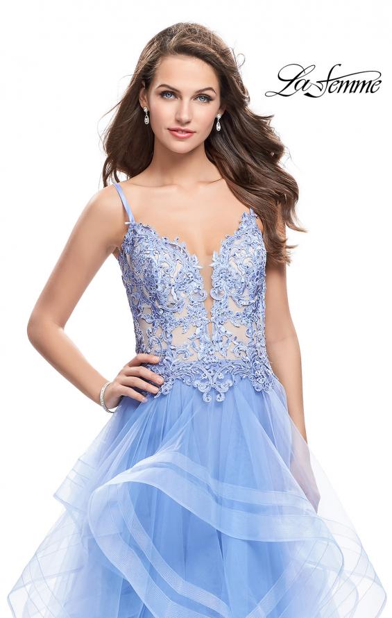 Picture of: Ball Gown with Tulle Skirt and Beaded Lace Bodice in Cloud Blue, Style: 26148, Detail Picture 3