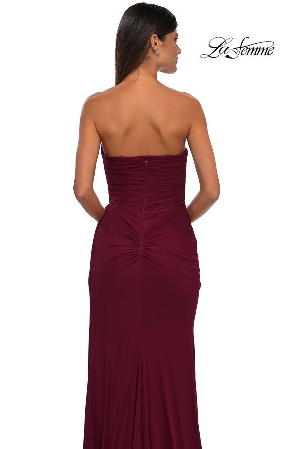 Picture of: Chic Strapless Net Jersey Evening Dress with Slit in Dark Berry, Style: 33116, Detail Picture 8