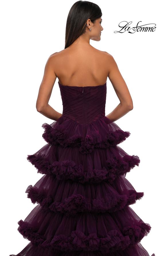 Picture of: Prom Dress with Fabulous Tiered Ruffle Skirt and Strapless Top in Dark Berry, Style: 32721, Detail Picture 10