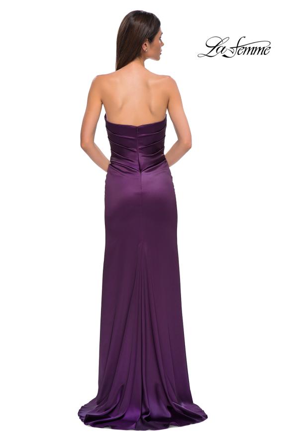 Picture of: Satin Simple Dress with Sweetheart Neckline and Gathering in Dark Berry, Style 32896, Detail Picture 13