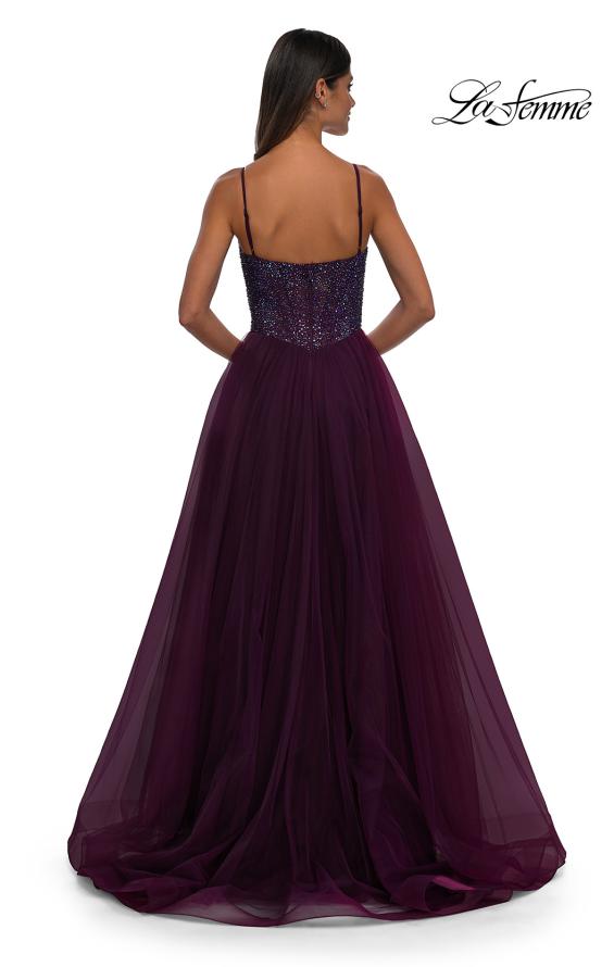 Picture of: Rhinestone Embellished Bodice Prom Dress with Full Skirt in Dark Berry, Style: 32668, Detail Picture 15