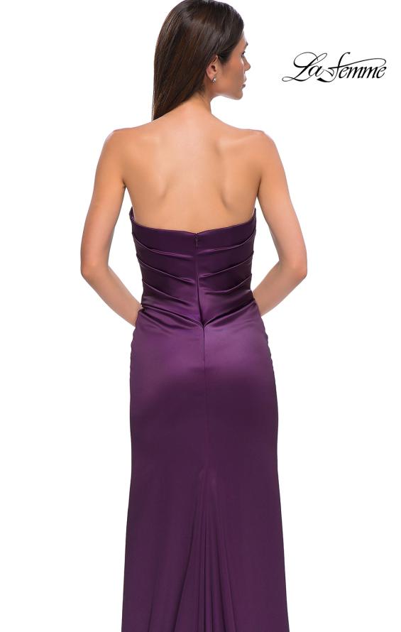 Picture of: Satin Simple Dress with Sweetheart Neckline and Gathering in Dark Berry, Style 32896, Detail Picture 15