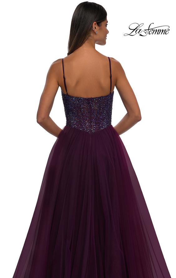 Picture of: Rhinestone Embellished Bodice Prom Dress with Full Skirt in Dark Berry, Style: 32668, Detail Picture 17