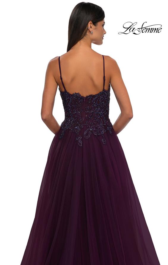 Picture of: Lace and Tulle A-line Prom Dress with High Slit in Dark Berry, Style: 32646, Detail Picture 27