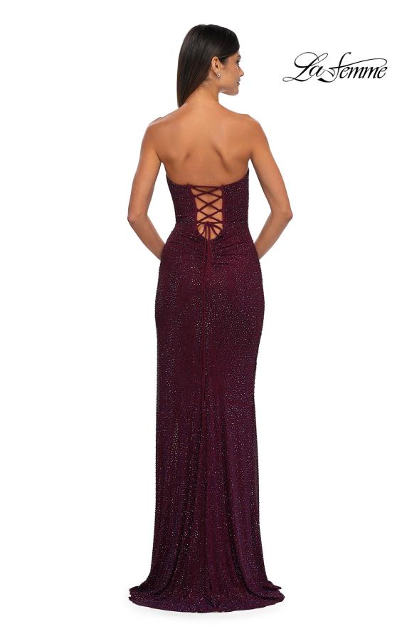 Picture of: Rhinestone Embellished Strapless Prom Dress with Boning in Dark Berry, Style: 32422, Detail Picture 2