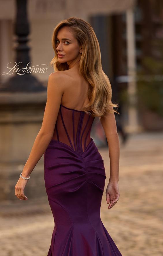 Picture of: Mermaid Stretch Mikado Evening Dress with Illusion Back in Dark Berry, Style 32791, Detail Picture 2