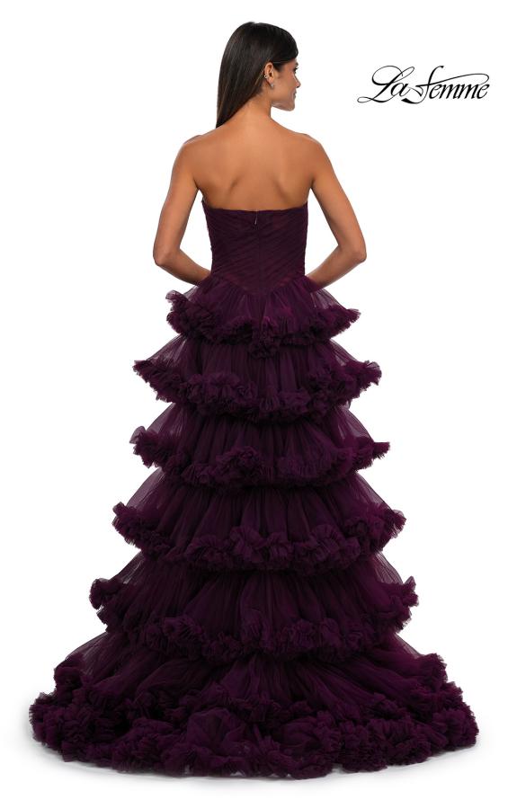 Picture of: Prom Dress with Fabulous Tiered Ruffle Skirt and Strapless Top in Dark Berry, Style: 32721, Detail Picture 4