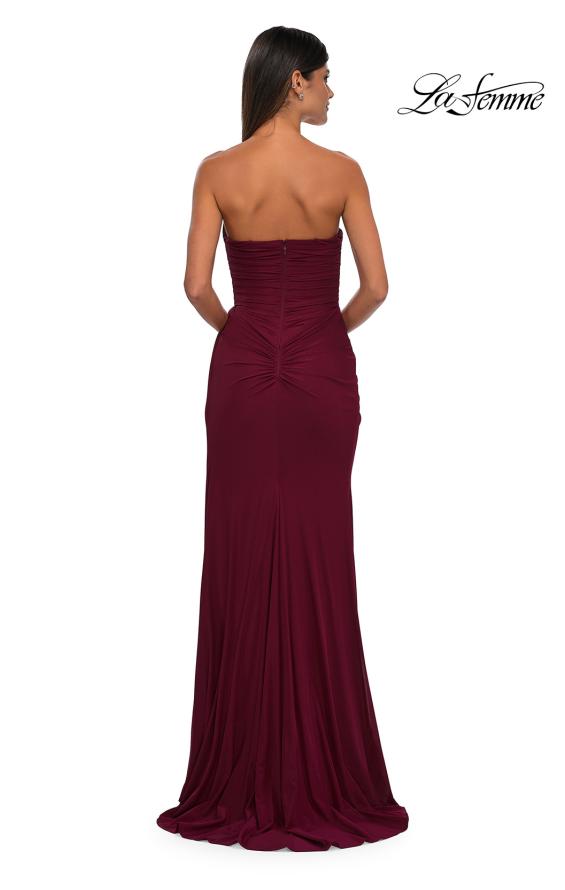 Picture of: Chic Strapless Net Jersey Evening Dress with Slit in Dark Berry, Style: 33116, Detail Picture 4