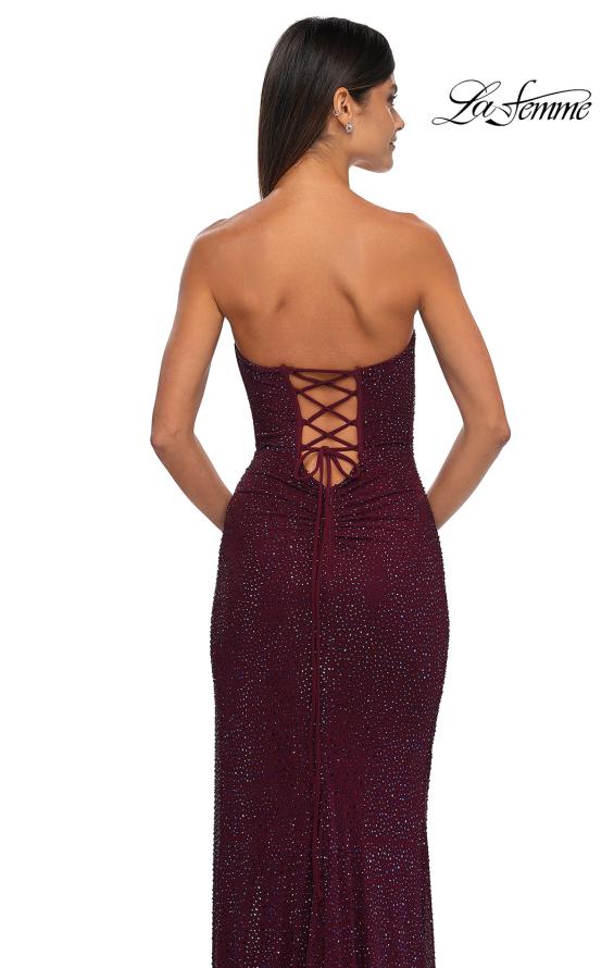 Picture of: Rhinestone Embellished Strapless Prom Dress with Boning in Dark Berry, Style: 32422, Detail Picture 6