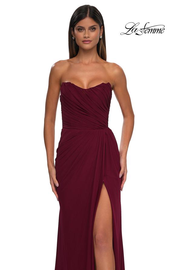 Picture of: Chic Strapless Net Jersey Evening Dress with Slit in Dark Berry, Style: 33116, Detail Picture 7