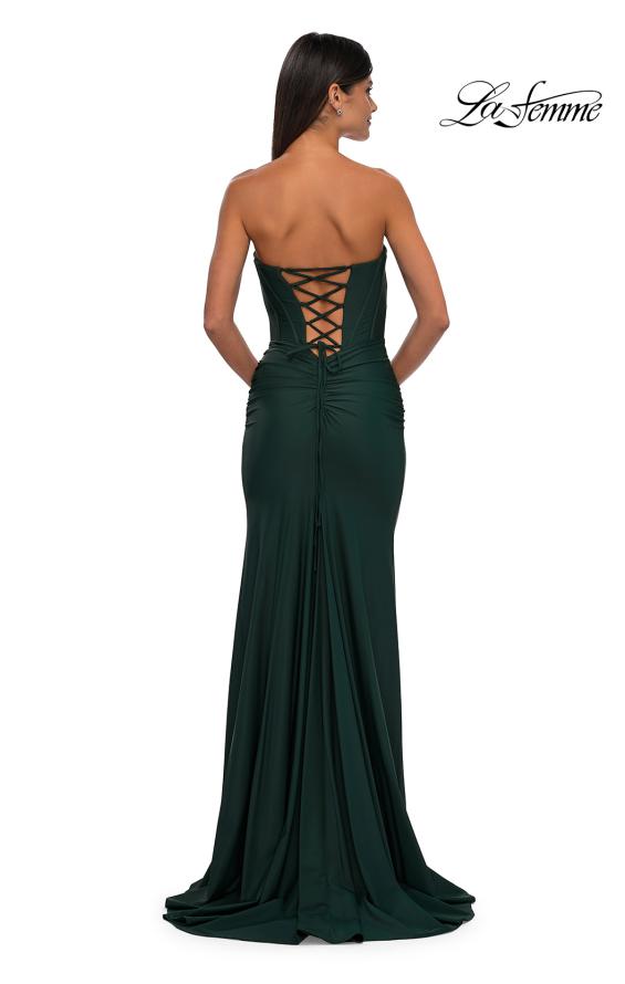 Picture of: Strapless Jersey Evening Dress with Unique Corset Top in Dark Emerald, Style: 32843, Detail Picture 8