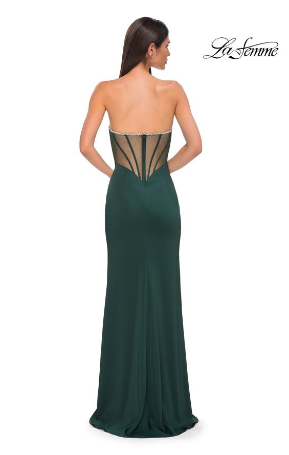 Picture of: Chic Jersey Evening Dress with Rhinestone Neckline in Dark Emerald, Style 32733, Detail Picture 5