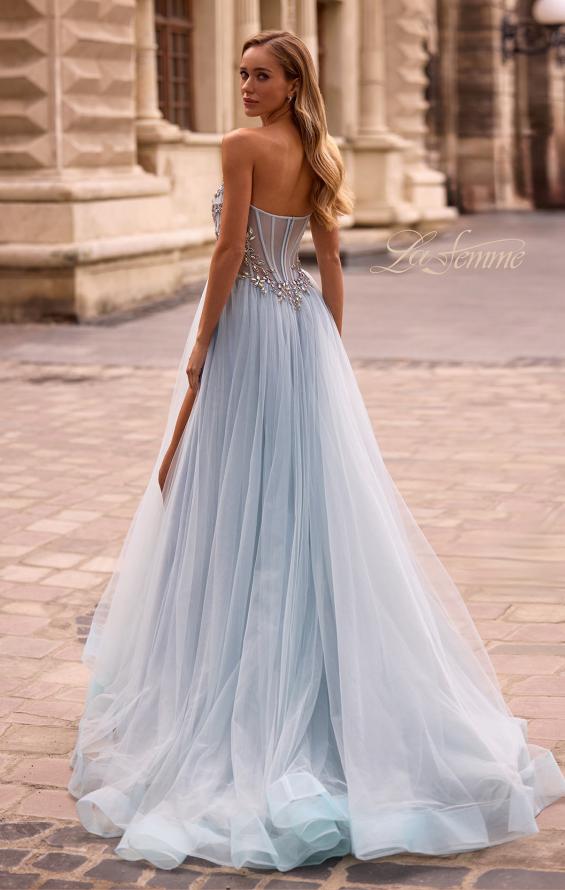 Picture of: A-line Tulle Prom Dress with Stunning Floral Beaded Design in Dusty Blue, Style: 32862, Back Picture