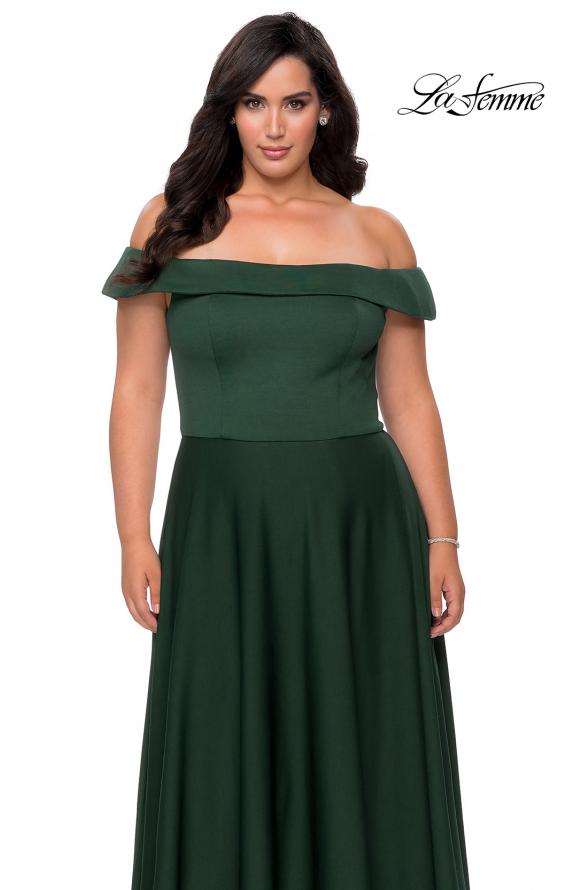 Picture of: Off The Shoulder Plus Size Dress with Leg Slit in Emerald, Style: 29007, Detail Picture 5