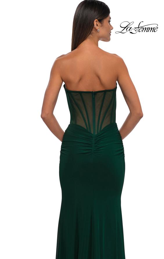 Picture of: Simple Net Jersey Prom Dress with Unique Corset Bodice in Emerald , Style: 32734, Detail Picture 12