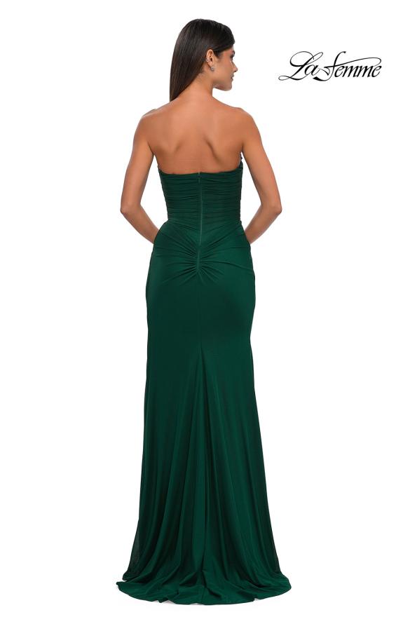 Picture of: Chic Strapless Net Jersey Evening Dress with Slit in Emerald , Style: 33116, Detail Picture 2