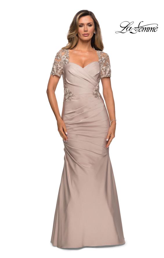 Picture of: Satin Evening Dress with Lace and Scoop Neckline, Style: 27989, Detail Picture 12