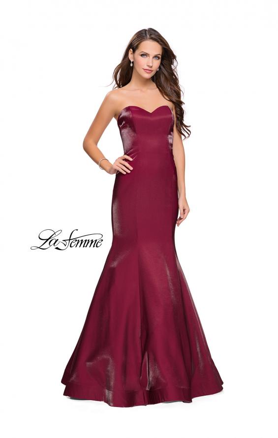 Picture of: Strapless Long Mermaid Prom Dress in Two Tone Satin in Garnet, Style: 25383, Main Picture