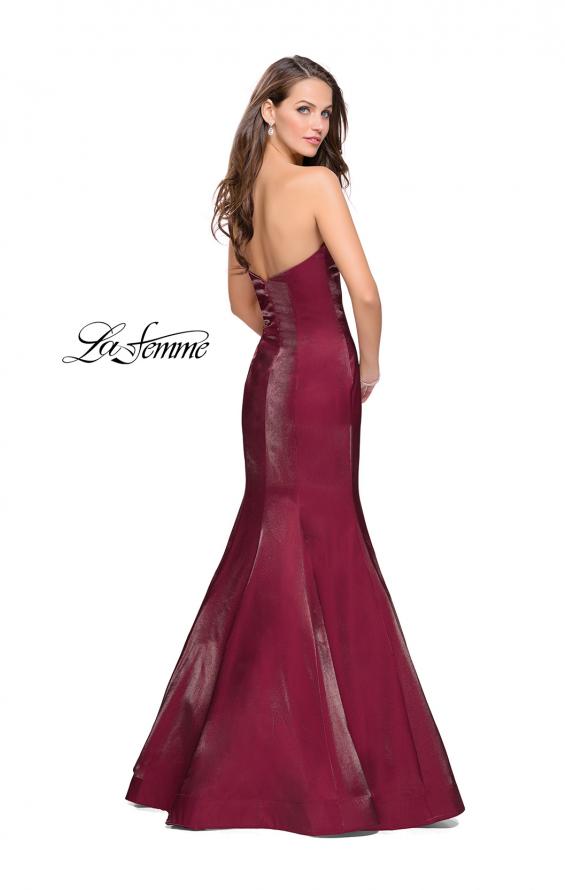 Picture of: Strapless Long Mermaid Prom Dress in Two Tone Satin in Garnet, Style: 25383, Back Picture