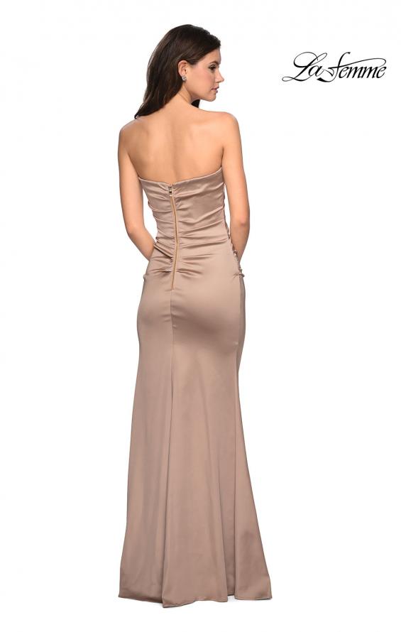 Picture of: Body Forming Strapless Satin Dress with Side Slit in Gold, Style: 27780, Detail Picture 2