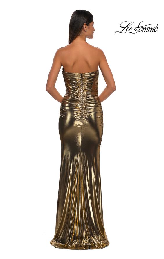 Picture of: Fabulous Metallic Jersey Ruched Strapless Dress in Gold, Style: 32518, Detail Picture 4