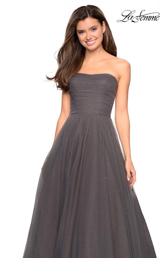 Picture of: Strapless Fully Rhinestone A-Line Prom Dress in Gunmetal, Style: 27630, Detail Picture 6