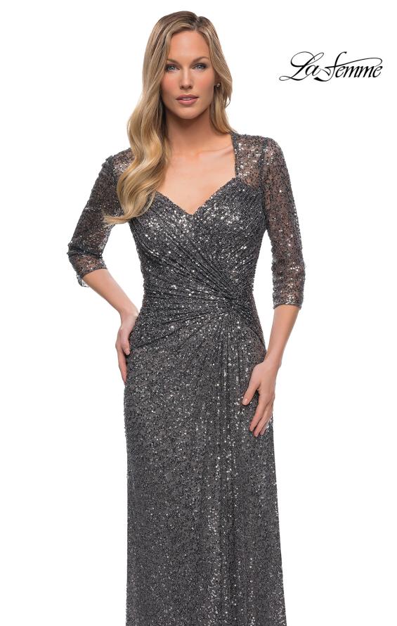 Picture of: Sequin Evening Gown with Knot Detail on Front, Style: 27930, Detail Picture 5