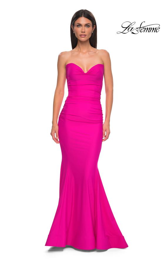 Picture of: Simple Jersey Mermaid Prom Dress with Sweetheart Neckline in Hot Fuchsia, Style 32872, Detail Picture 9