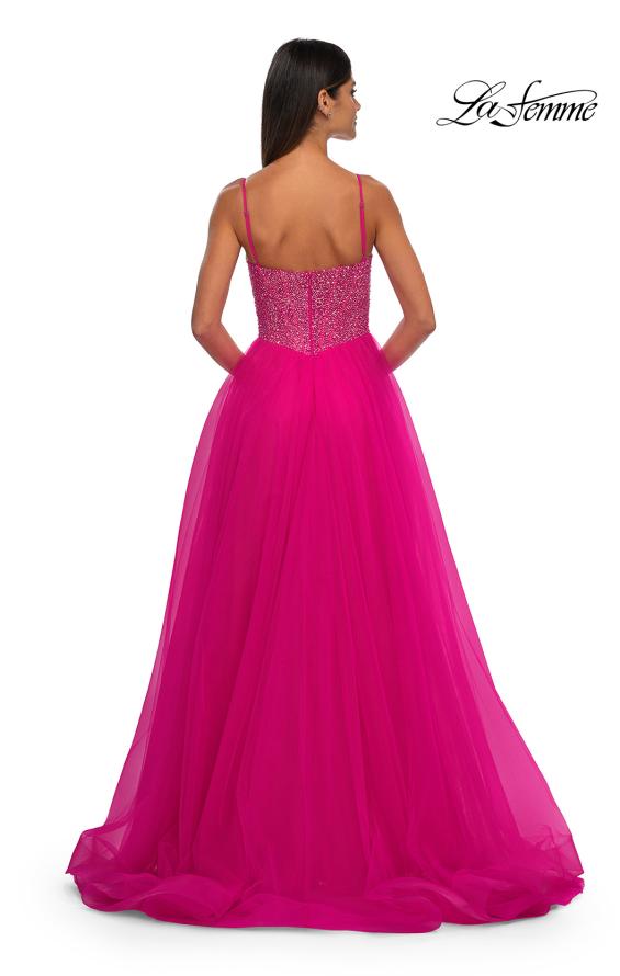 Picture of: Rhinestone Embellished Bodice Prom Dress with Full Skirt in Hot Fuchsia, Style: 32668, Detail Picture 10