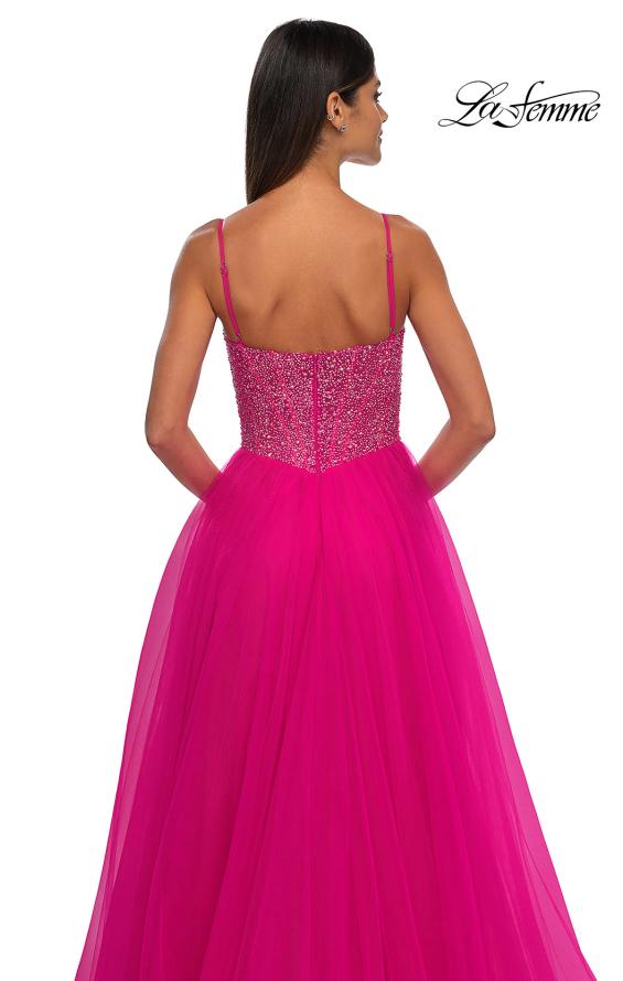 Picture of: Rhinestone Embellished Bodice Prom Dress with Full Skirt in Hot Fuchsia, Style: 32668, Detail Picture 12