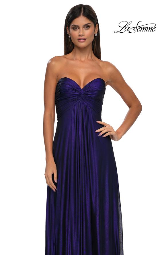 Picture of: Strapless Metallic Prom Dress with Knot Detail in Indigo , Style: 33047, Detail Picture 9