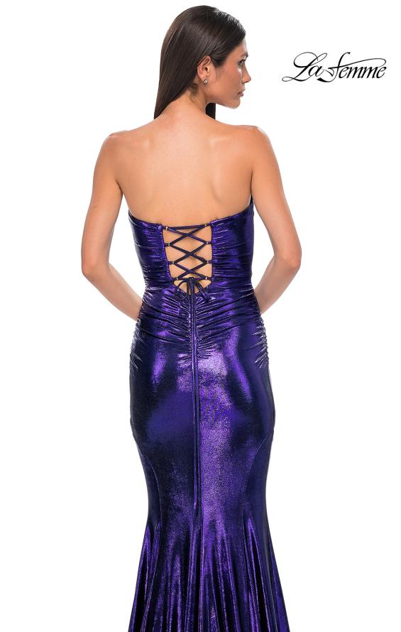 Picture of: Mermaid Metallic Prom Dress with Sweetheart Strapless Top in Indigo , Style 32995, Detail Picture 16