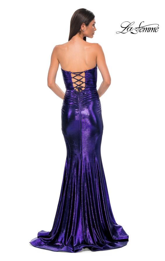 Picture of: Mermaid Metallic Prom Dress with Sweetheart Strapless Top in Indigo , Style 32995, Detail Picture 6