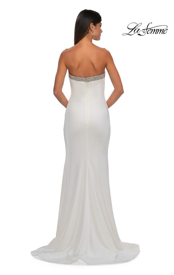 Picture of: Strapless Jersey Gown with Stunning Rhinestone Neckline in Ivory, Style: 32891, Detail Picture 8