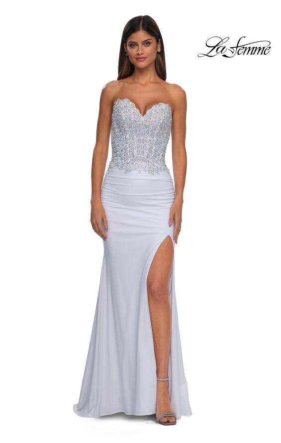 Picture of: Strapless Prom Dress with Unique Rhinestone Design Top in Ivory, Style: 32961, Detail Picture 8