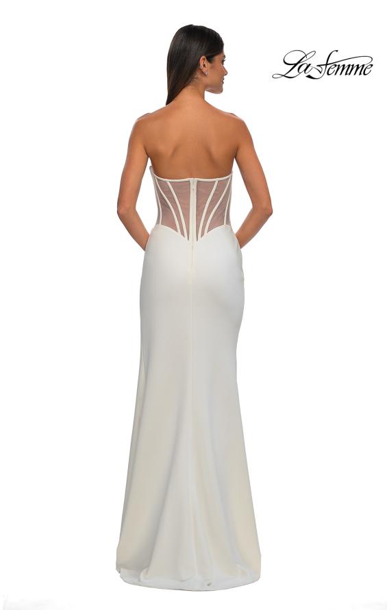 Picture of: Chic Jersey Dress with Asymmetrical Neckline and Sheer Back in Ivory, Style: 32849, Detail Picture 10